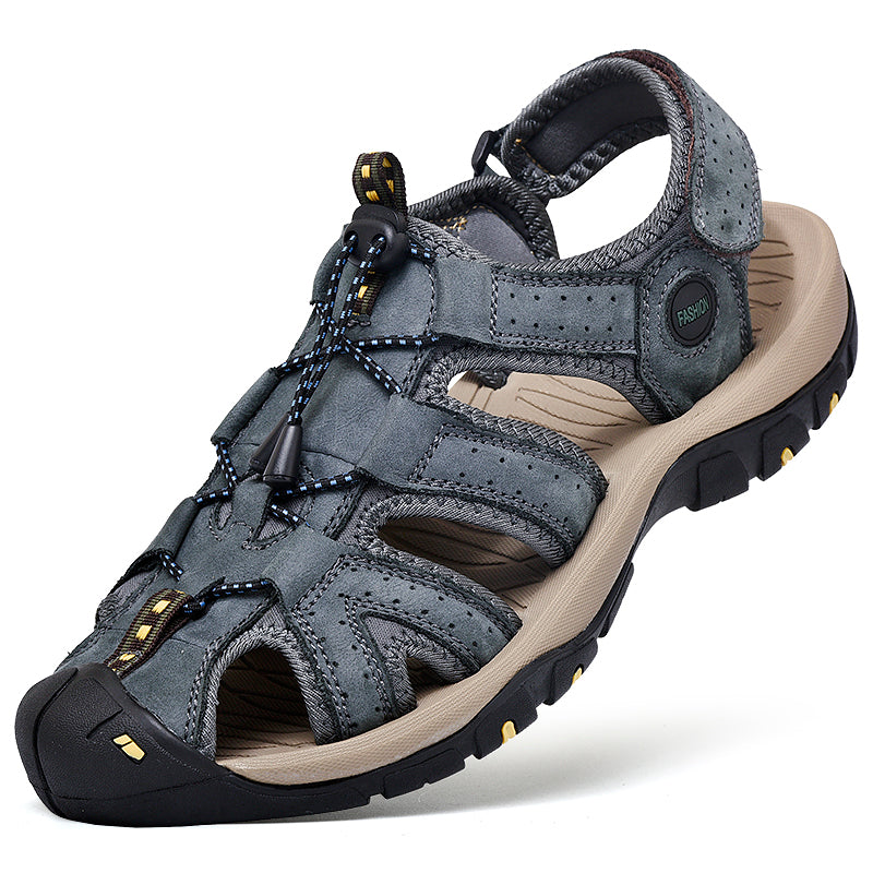 Men's Mixed Material Sandals - Lace-Up, Maximum Support, Wide Toe Box with Arch Support