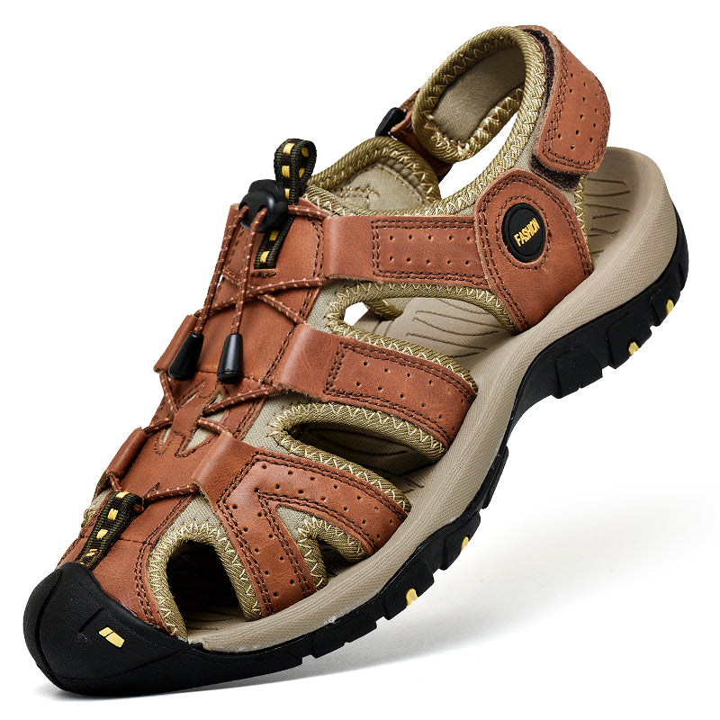 Men's Mixed Material Sandals - Lace-Up, Maximum Support, Wide Toe Box with Arch Support
