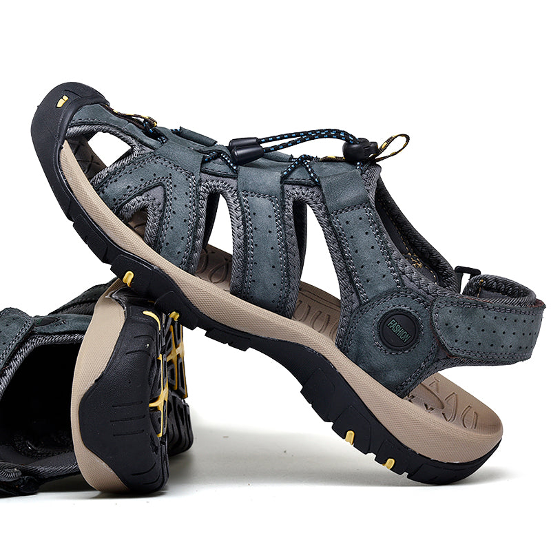 Men's Mixed Material Sandals - Lace-Up, Maximum Support, Wide Toe Box with Arch Support