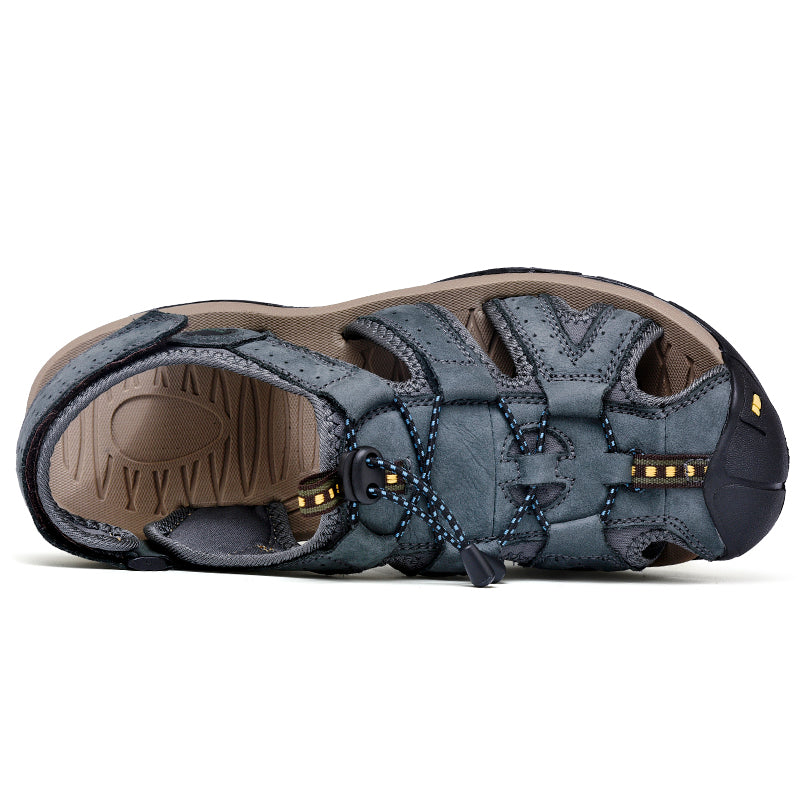 Men's Mixed Material Sandals - Lace-Up, Maximum Support, Wide Toe Box with Arch Support