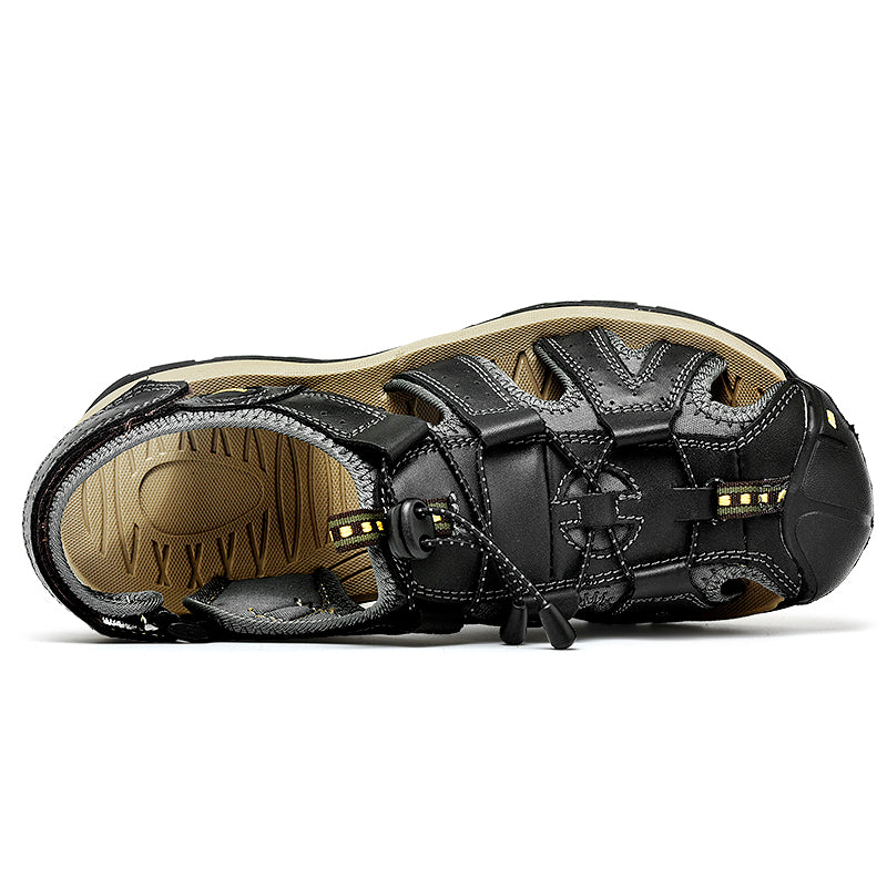 Men's Mixed Material Sandals - Lace-Up, Maximum Support, Wide Toe Box with Arch Support