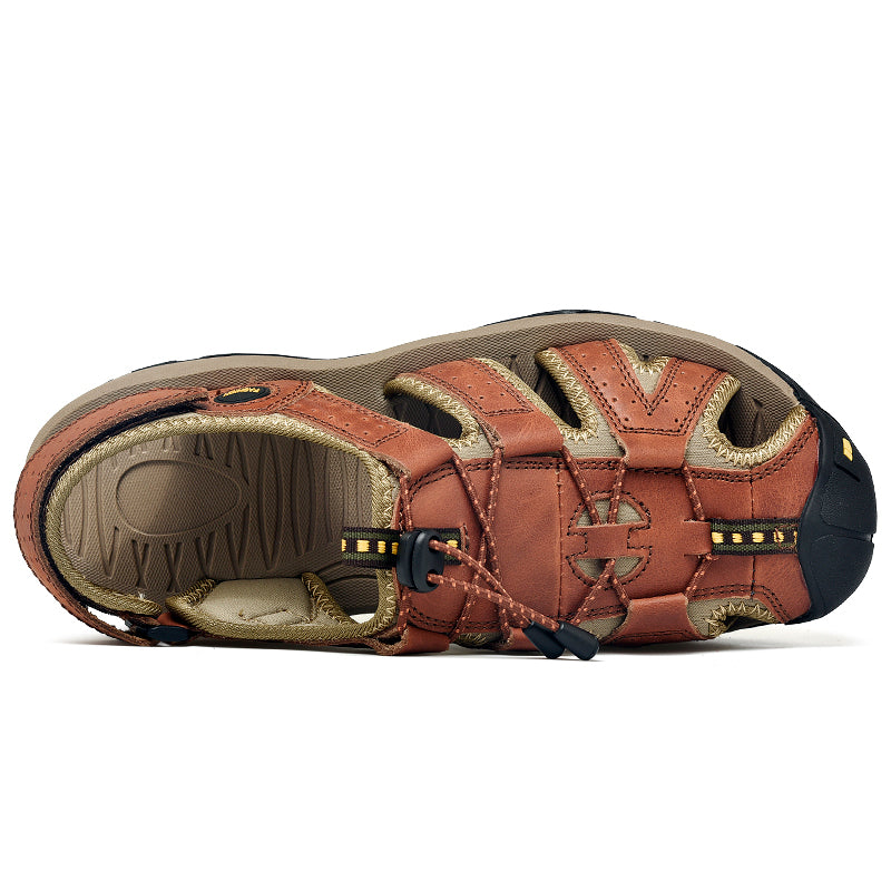 Men's Mixed Material Sandals - Lace-Up, Maximum Support, Wide Toe Box with Arch Support