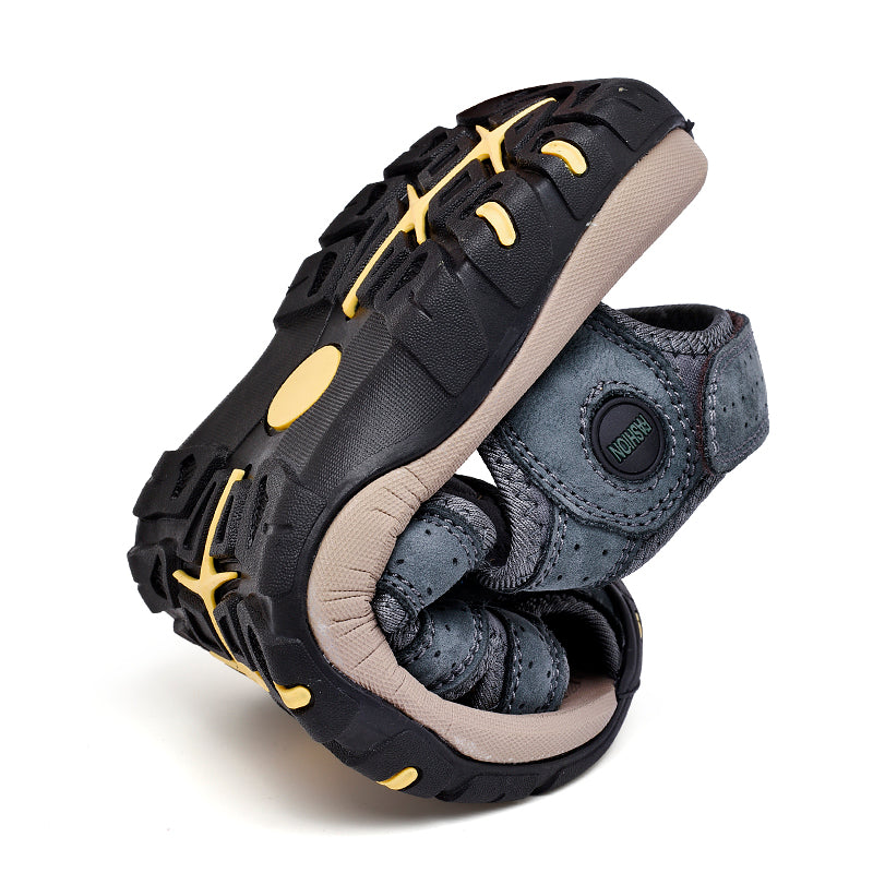 Men's Mixed Material Sandals - Lace-Up, Maximum Support, Wide Toe Box with Arch Support