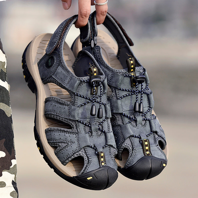 Men's Mixed Material Sandals - Lace-Up, Maximum Support, Wide Toe Box with Arch Support