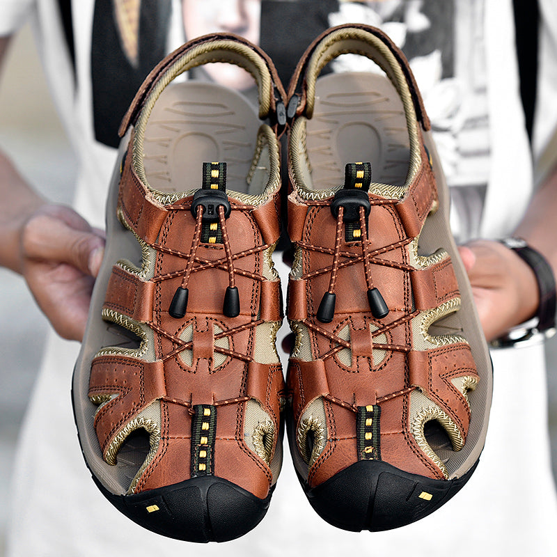 Men's Mixed Material Sandals - Lace-Up, Maximum Support, Wide Toe Box with Arch Support