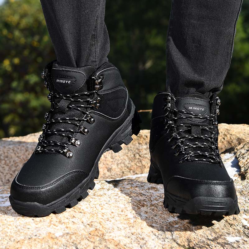 Men's Genuine Leather Work Boots - Lace-Up, Waterproof, Slip-resistant, Puncture-resistant, Wide Toe Box with Arch Support-Ideal For Industry/Construction Area