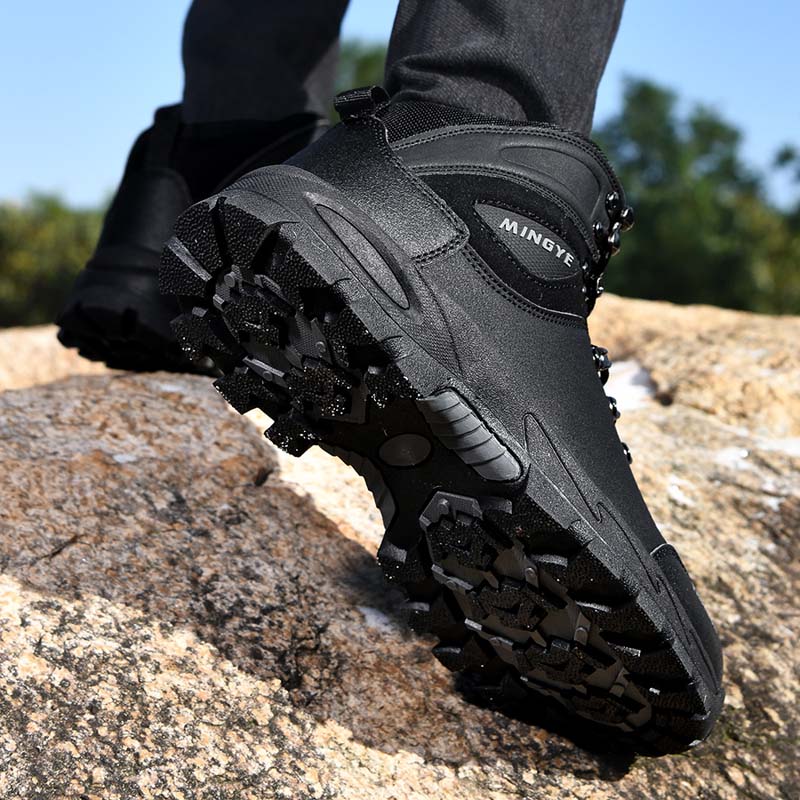 Men's Genuine Leather Work Boots - Lace-Up, Waterproof, Slip-resistant, Puncture-resistant, Wide Toe Box with Arch Support-Ideal For Industry/Construction Area