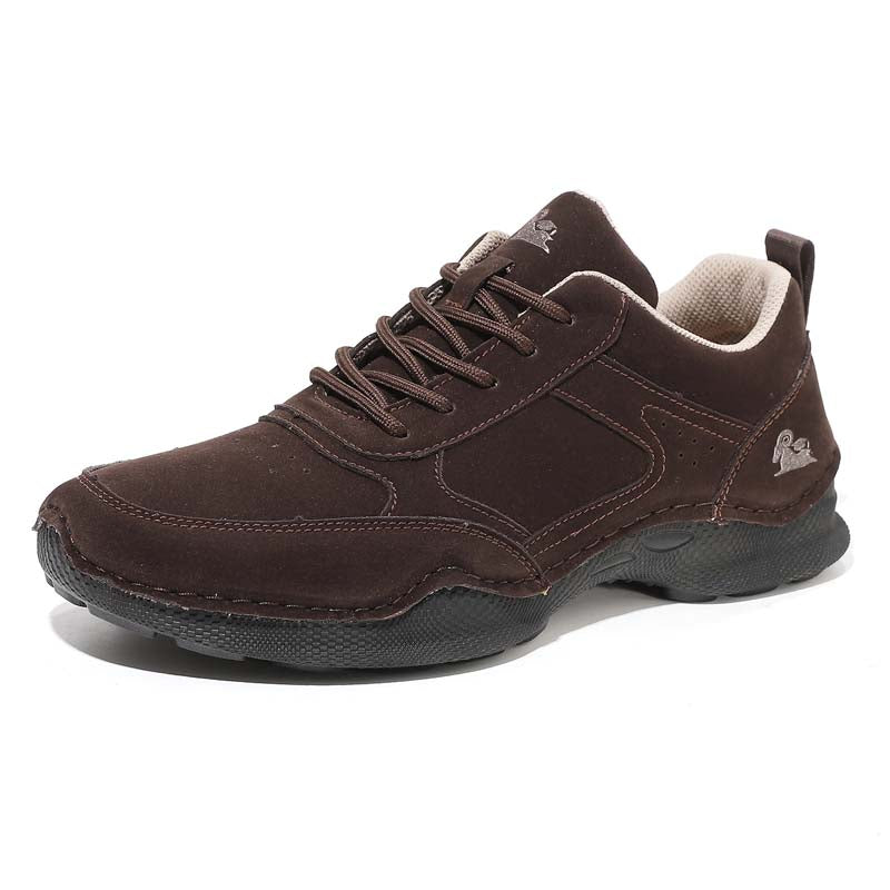 Men's Suede Walking Shoes - Lace-Up, Breathable, Wide Toe Box with Arch Support