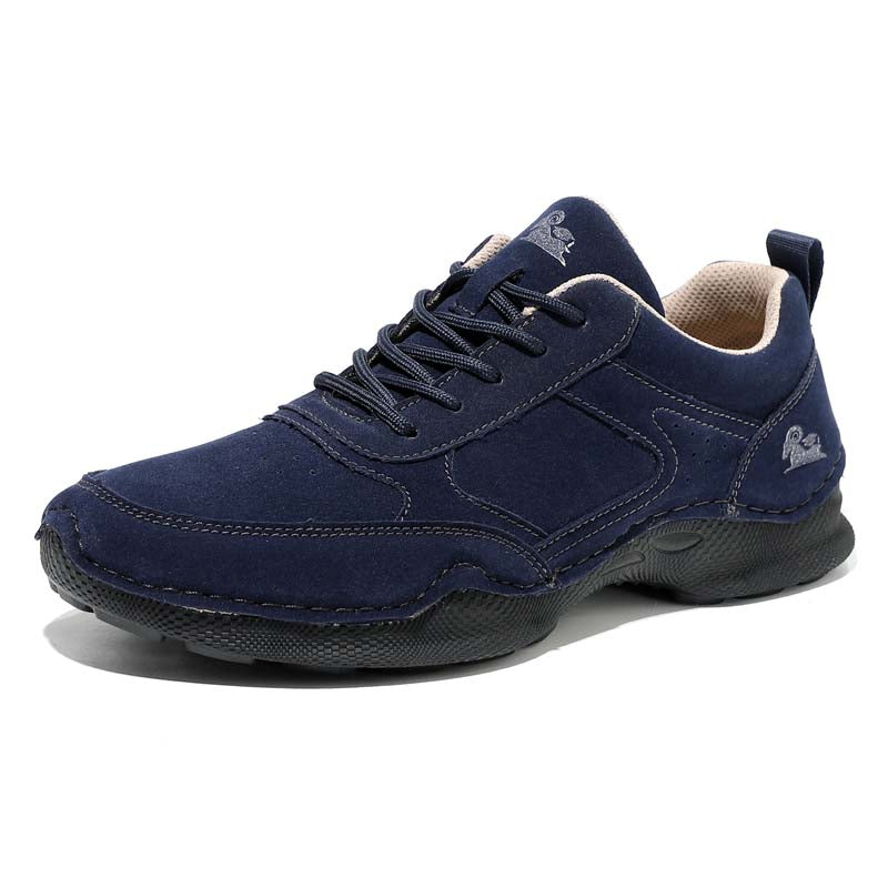 Men's Suede Walking Shoes - Lace-Up, Breathable, Wide Toe Box with Arch Support