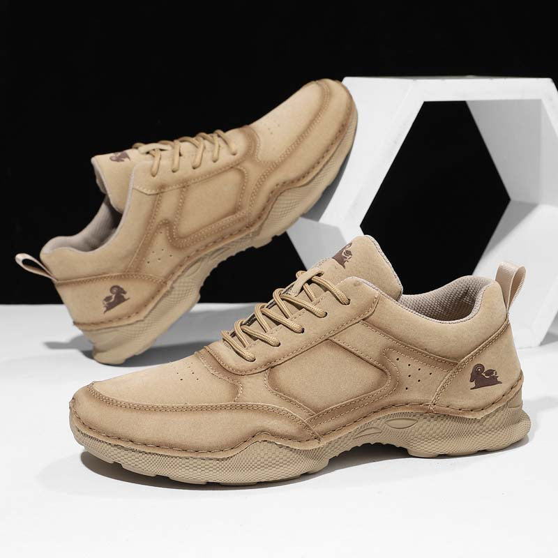 Men's Suede Walking Shoes - Lace-Up, Breathable, Wide Toe Box with Arch Support