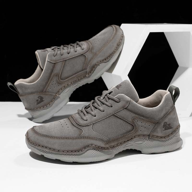 Men's Suede Walking Shoes - Lace-Up, Breathable, Wide Toe Box with Arch Support