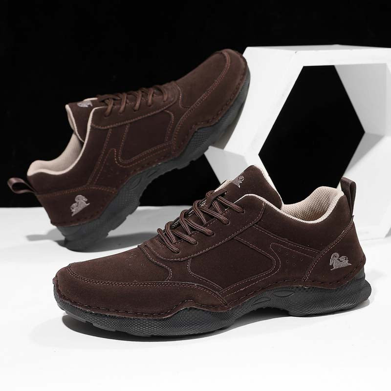 Men's Suede Walking Shoes - Lace-Up, Breathable, Wide Toe Box with Arch Support