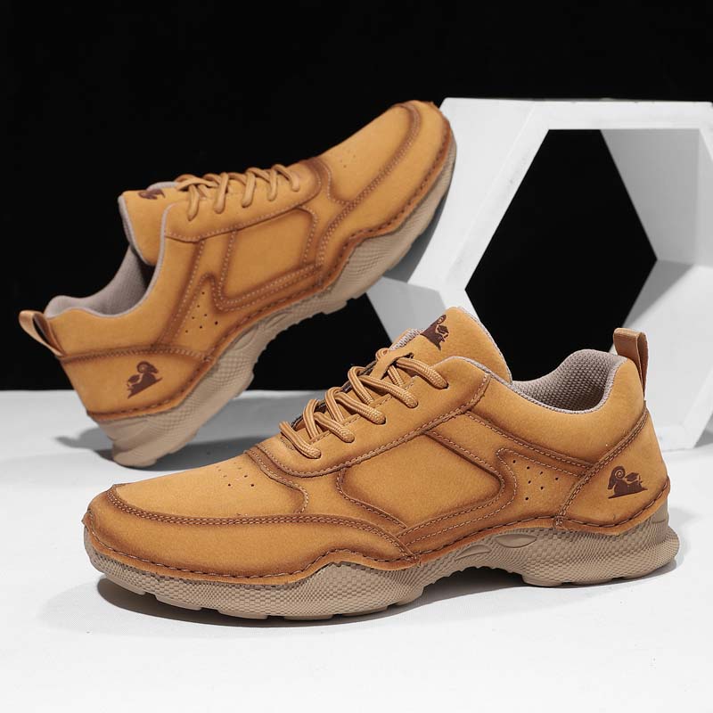 Men's Suede Walking Shoes - Lace-Up, Breathable, Wide Toe Box with Arch Support