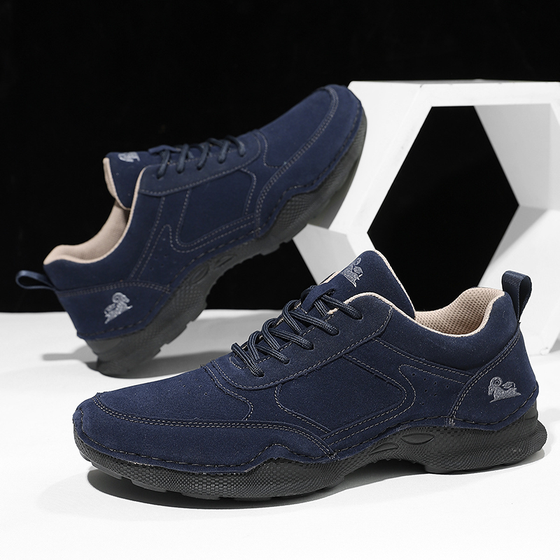 Men's Suede Walking Shoes - Lace-Up, Breathable, Wide Toe Box with Arch Support