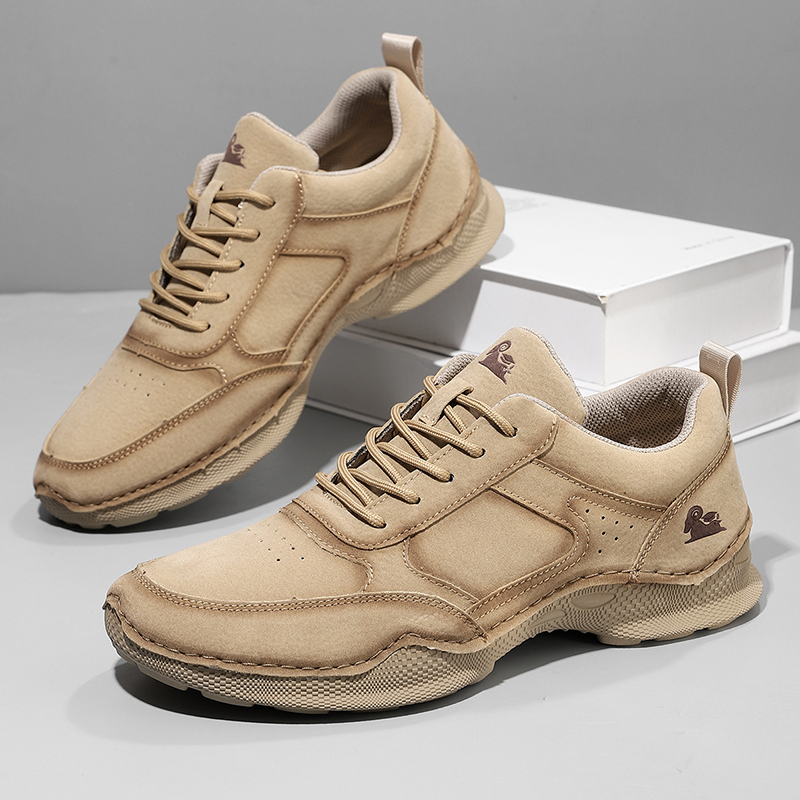 Men's Suede Walking Shoes - Lace-Up, Breathable, Wide Toe Box with Arch Support