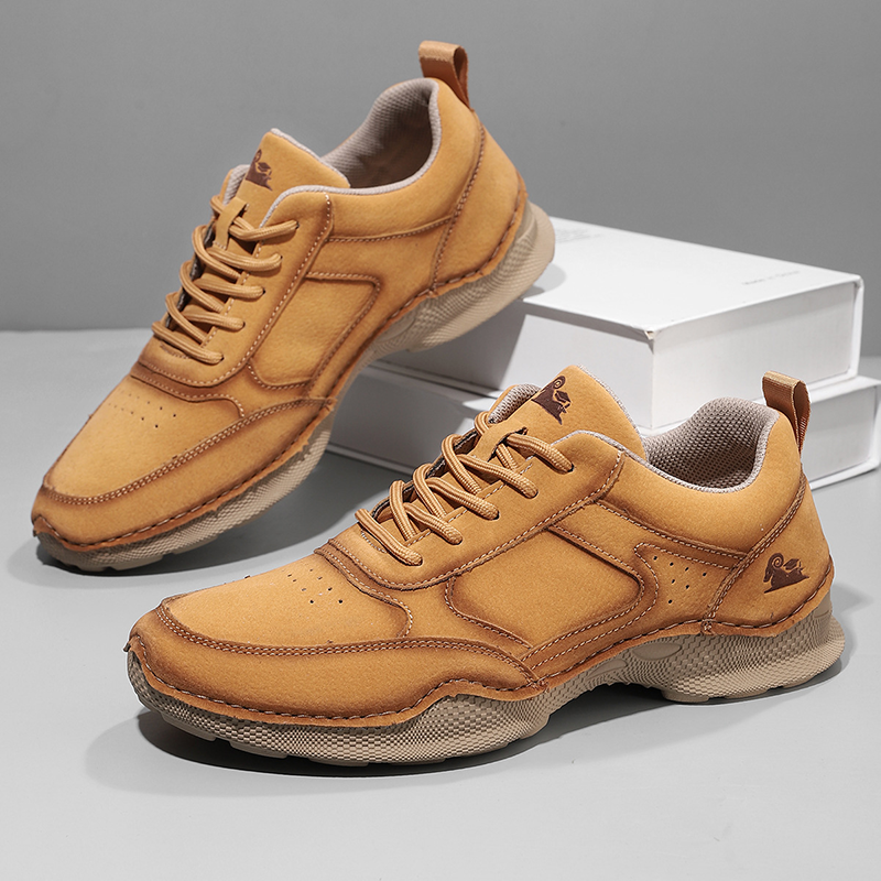 Men's Suede Walking Shoes - Lace-Up, Breathable, Wide Toe Box with Arch Support