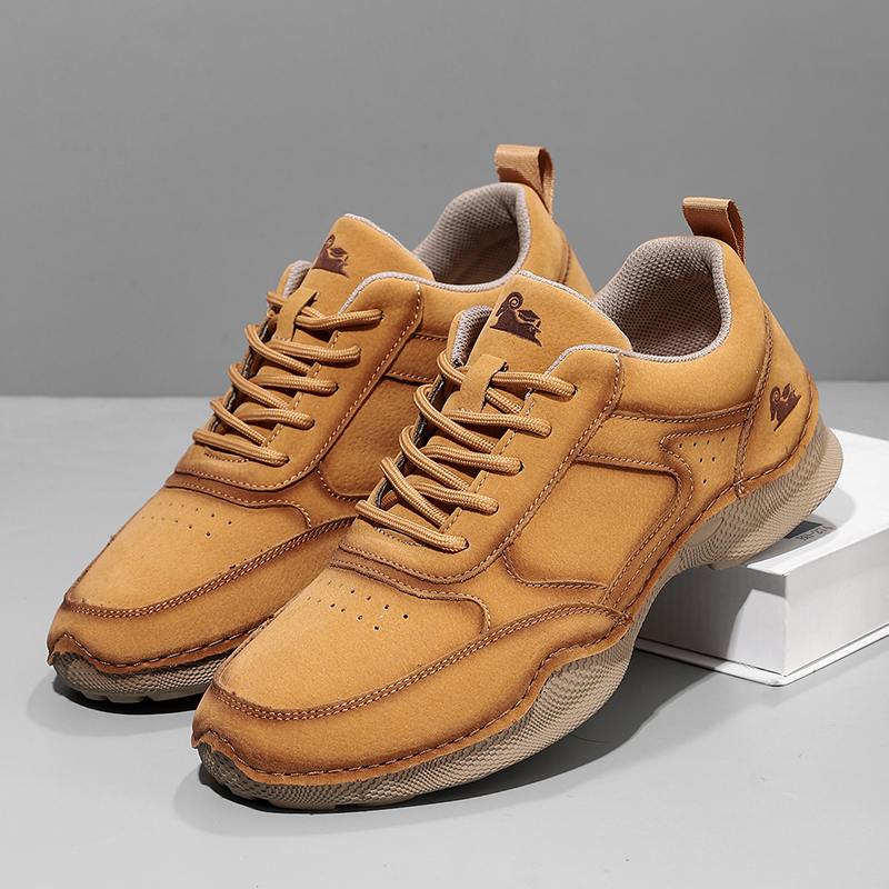 Men's Suede Walking Shoes - Lace-Up, Breathable, Wide Toe Box with Arch Support