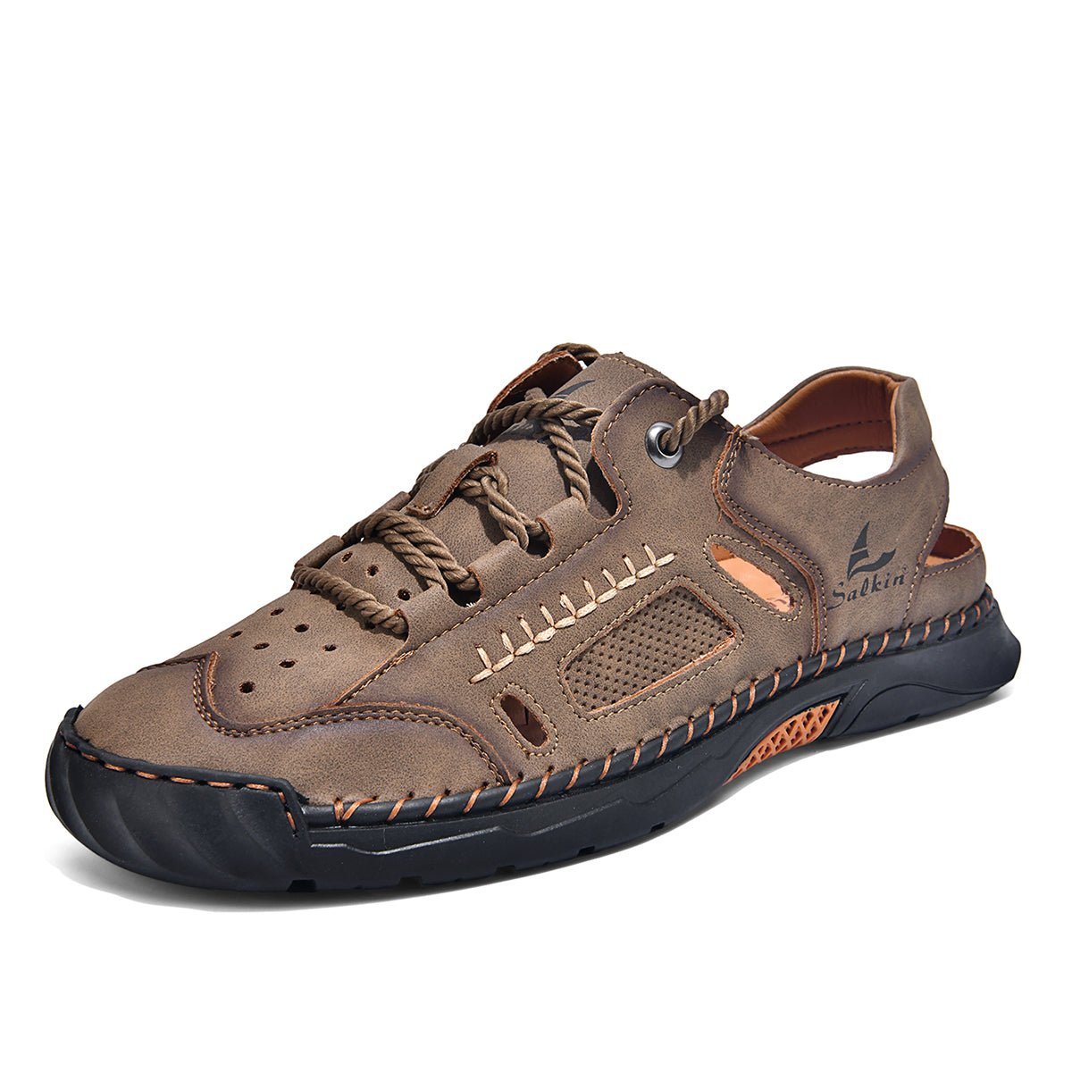 Men's Genuine Leather Sandals - Lace-Up, Maximum Support, Wide Toe Box with Arch Support
