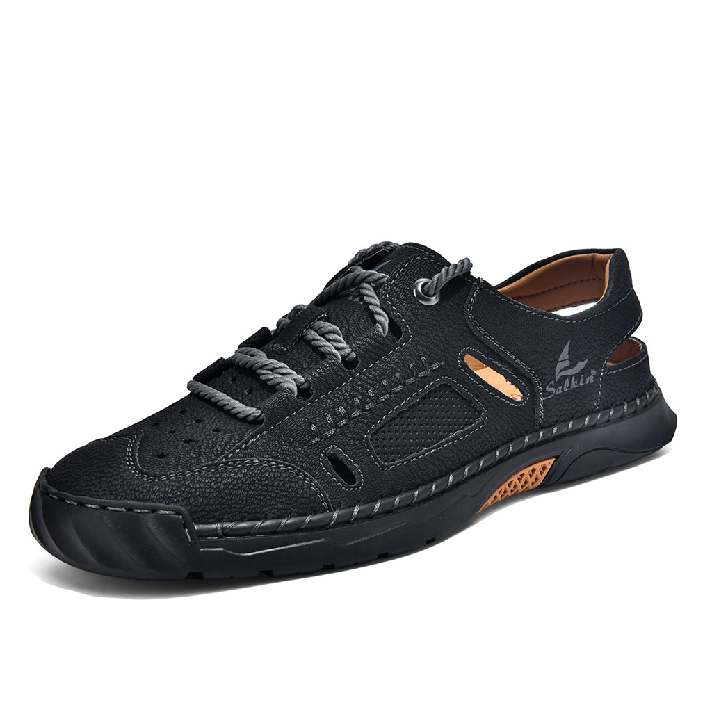 Men's Genuine Leather Sandals - Lace-Up, Maximum Support, Wide Toe Box with Arch Support