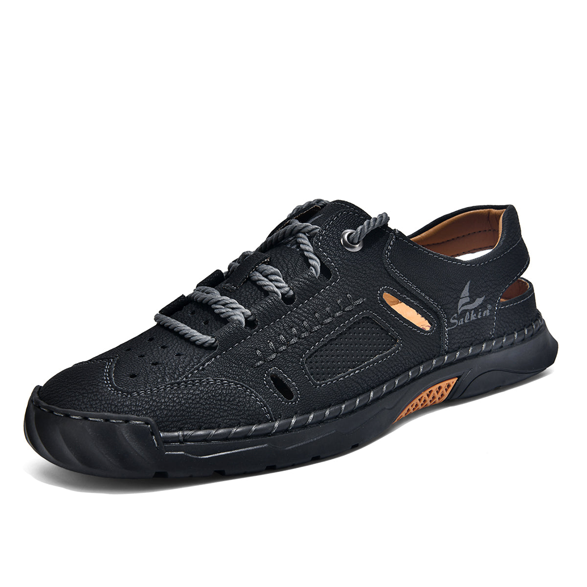 Men's Genuine Leather Sandals - Lace-Up, Maximum Support, Wide Toe Box with Arch Support