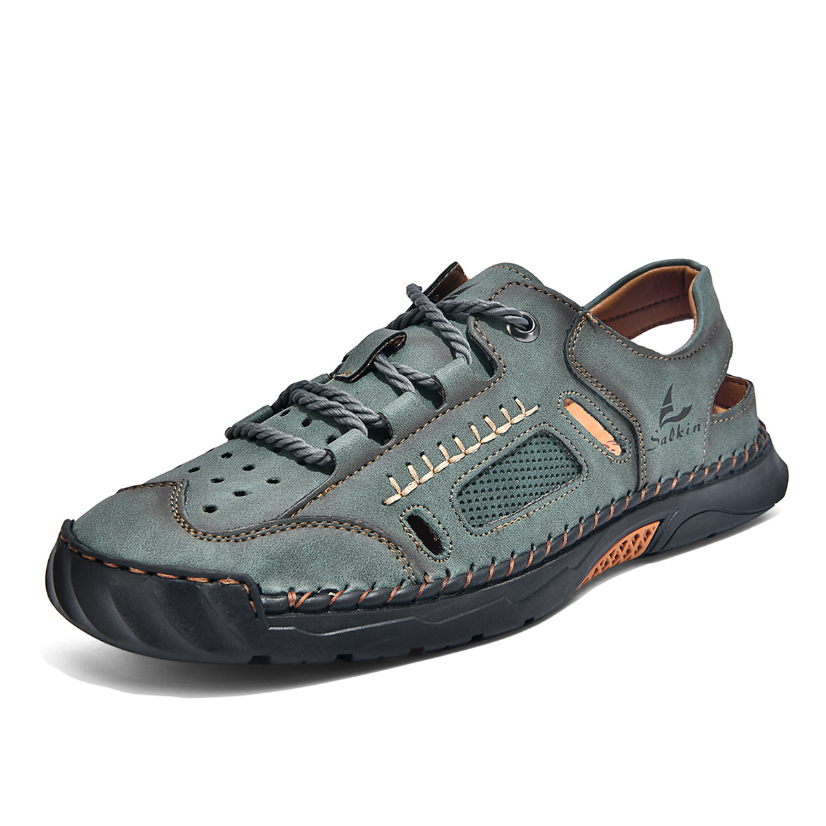 Men's Genuine Leather Sandals - Lace-Up, Maximum Support, Wide Toe Box with Arch Support