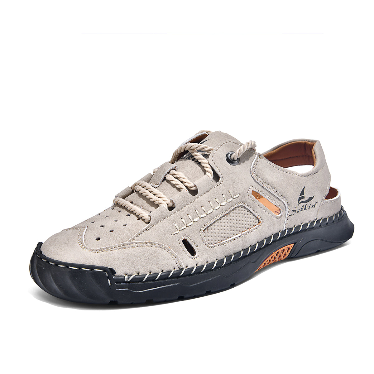 Men's Genuine Leather Sandals - Lace-Up, Maximum Support, Wide Toe Box with Arch Support
