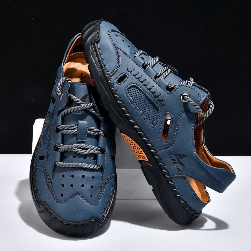 Men's Genuine Leather Sandals - Lace-Up, Maximum Support, Wide Toe Box with Arch Support