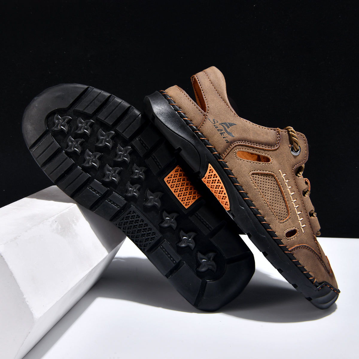 Men's Genuine Leather Sandals - Lace-Up, Maximum Support, Wide Toe Box with Arch Support