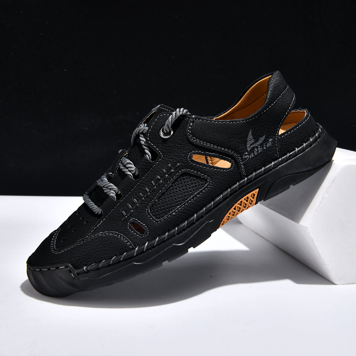 Men's Genuine Leather Sandals - Lace-Up, Maximum Support, Wide Toe Box with Arch Support
