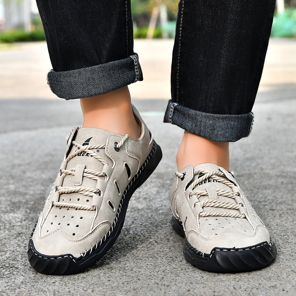 Men's Genuine Leather Sandals - Lace-Up, Maximum Support, Wide Toe Box with Arch Support