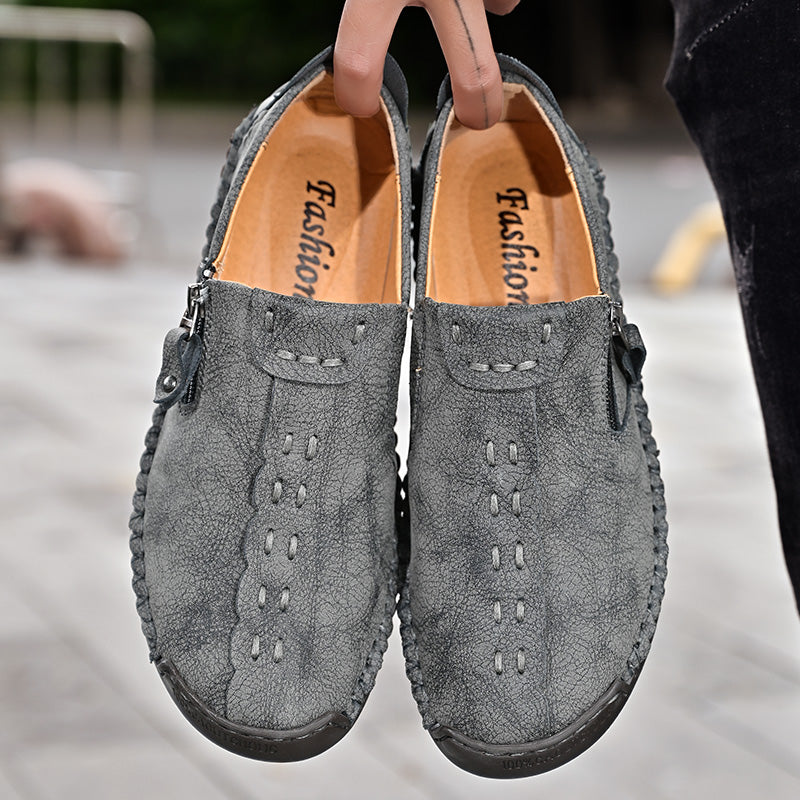 Men's Genuine Leather Casual Boots - Slip-On, Effortless Style, Wide Toe Box with Arch Support