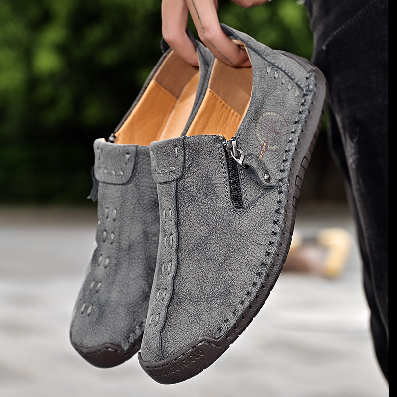 Men's Genuine Leather Casual Boots - Slip-On, Effortless Style, Wide Toe Box with Arch Support