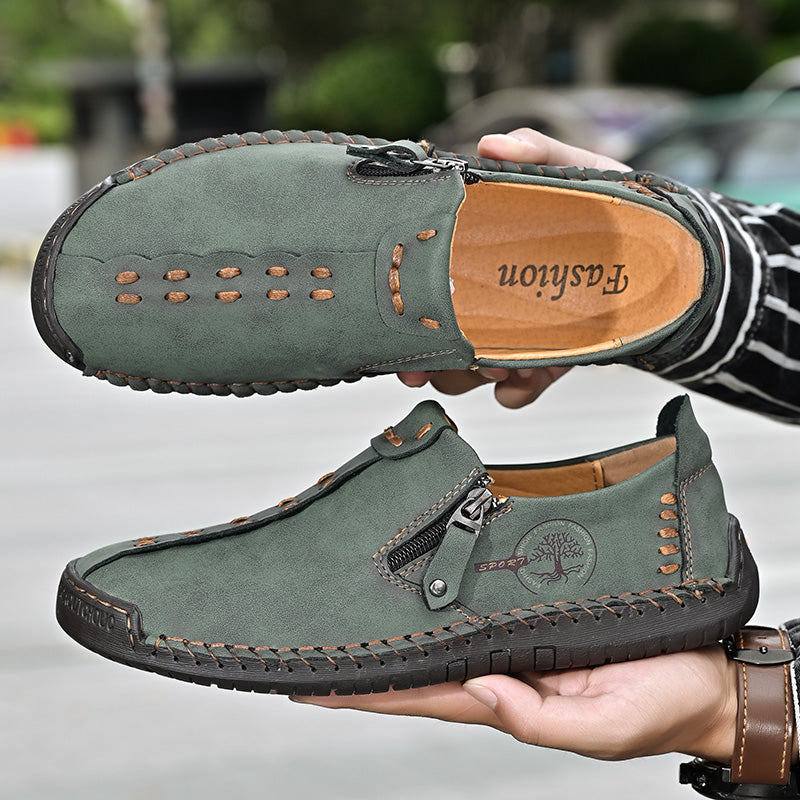 Men's Genuine Leather Casual Boots - Slip-On, Effortless Style, Wide Toe Box with Arch Support