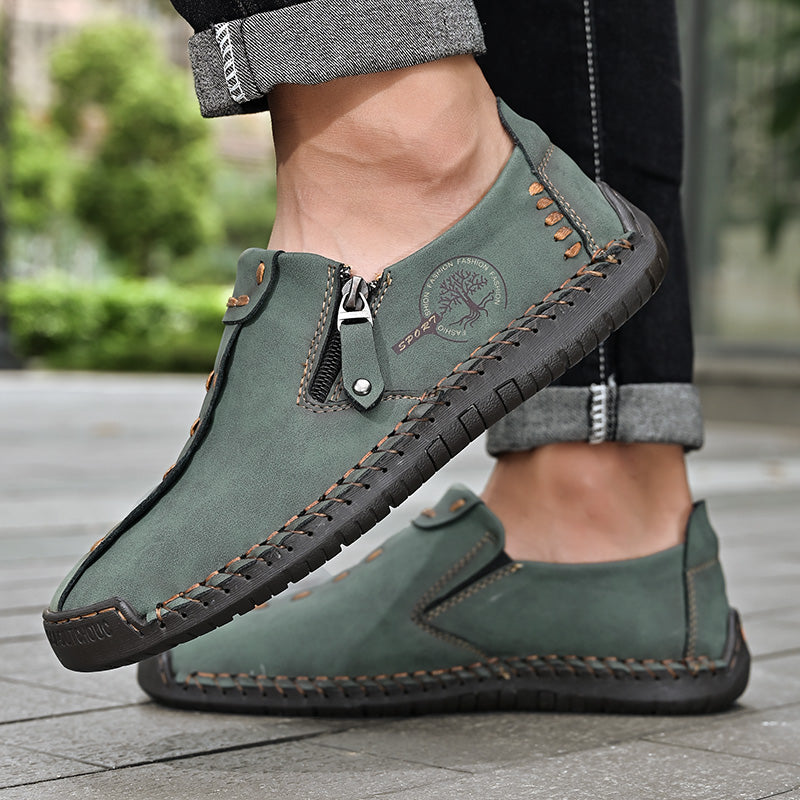 Men's Genuine Leather Casual Boots - Slip-On, Effortless Style, Wide Toe Box with Arch Support