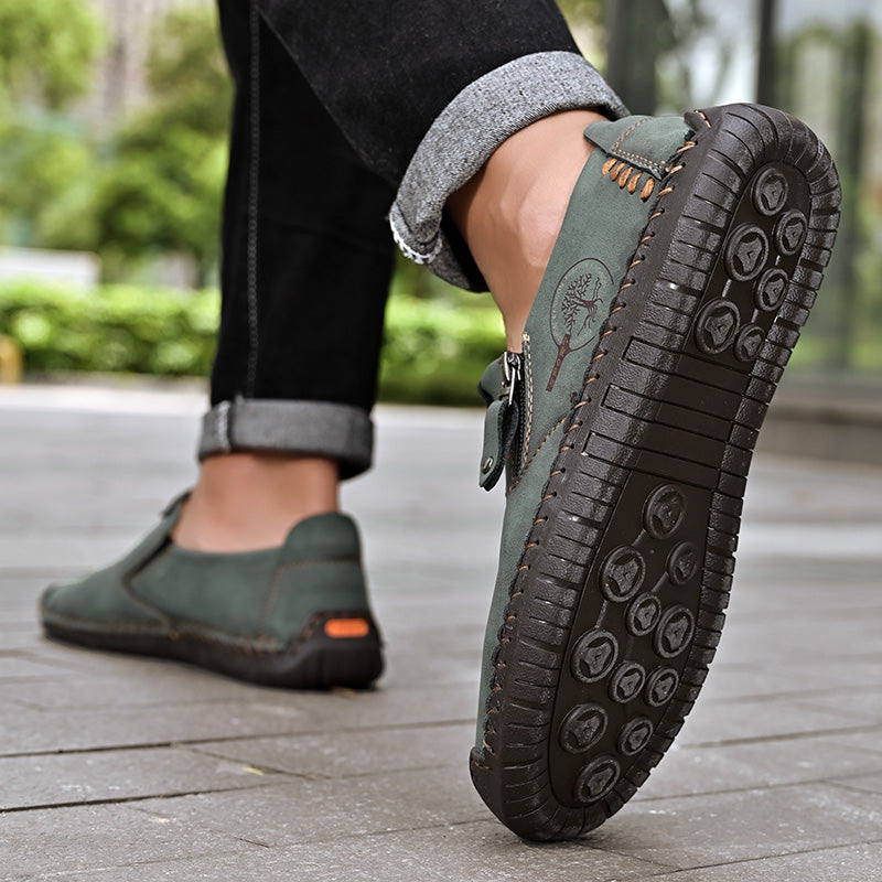 Men's Genuine Leather Casual Boots - Slip-On, Effortless Style, Wide Toe Box with Arch Support