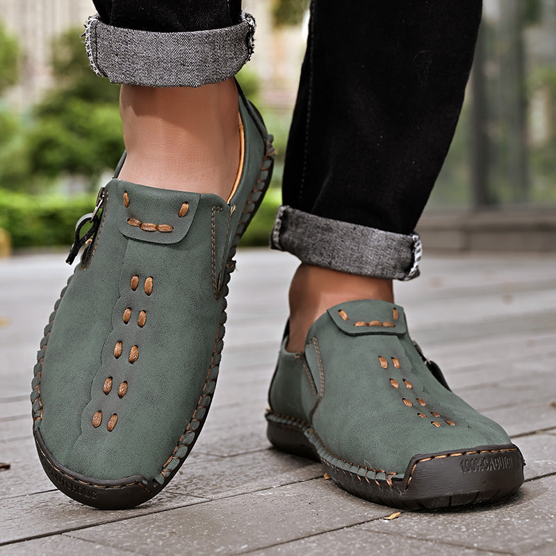 Men's Genuine Leather Casual Boots - Slip-On, Effortless Style, Wide Toe Box with Arch Support