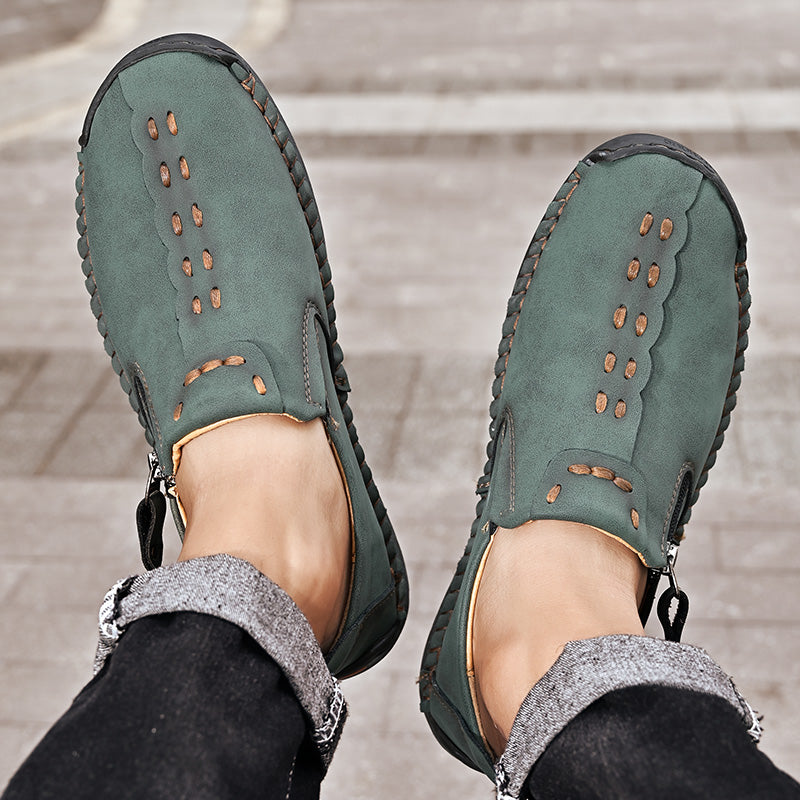 Men's Genuine Leather Casual Boots - Slip-On, Effortless Style, Wide Toe Box with Arch Support