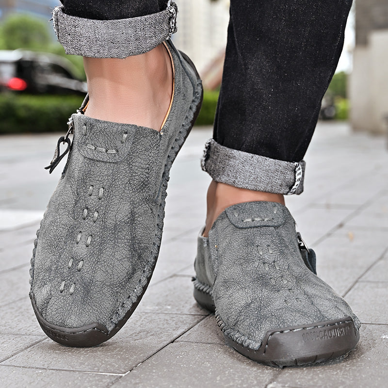 Men's Genuine Leather Casual Boots - Slip-On, Effortless Style, Wide Toe Box with Arch Support