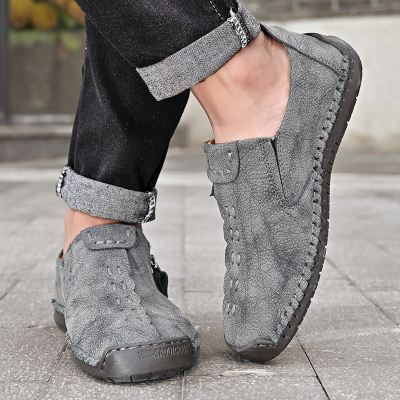 Men's Genuine Leather Casual Boots - Slip-On, Effortless Style, Wide Toe Box with Arch Support