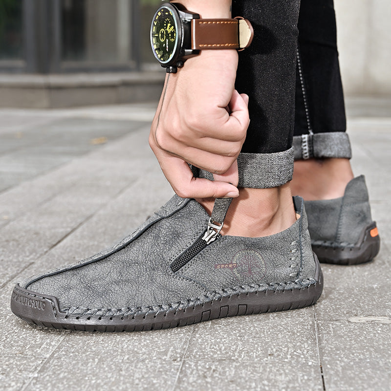 Men's Genuine Leather Casual Boots - Slip-On, Effortless Style, Wide Toe Box with Arch Support