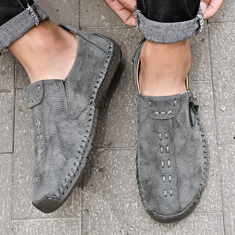 Men's Genuine Leather Casual Boots - Slip-On, Effortless Style, Wide Toe Box with Arch Support