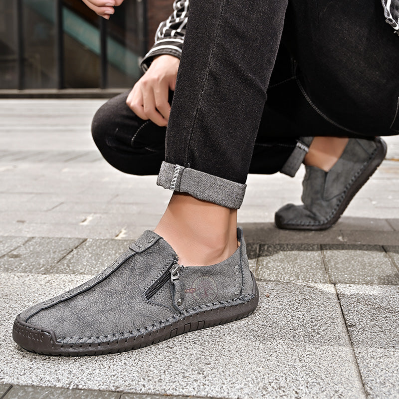 Men's Genuine Leather Casual Boots - Slip-On, Effortless Style, Wide Toe Box with Arch Support