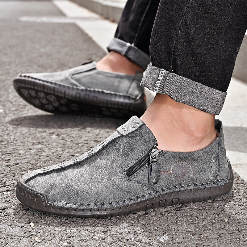 Men's Genuine Leather Casual Boots - Slip-On, Effortless Style, Wide Toe Box with Arch Support