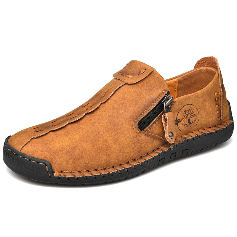 Men's Genuine Leather Casual Boots - Slip-On, Effortless Style, Wide Toe Box with Arch Support
