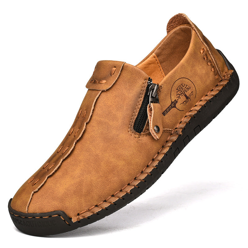 Men's Genuine Leather Casual Boots - Slip-On, Effortless Style, Wide Toe Box with Arch Support