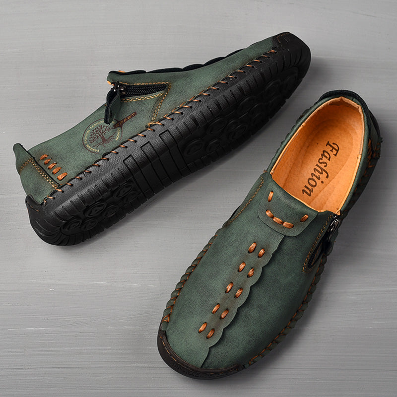 Men's Genuine Leather Casual Boots - Slip-On, Effortless Style, Wide Toe Box with Arch Support