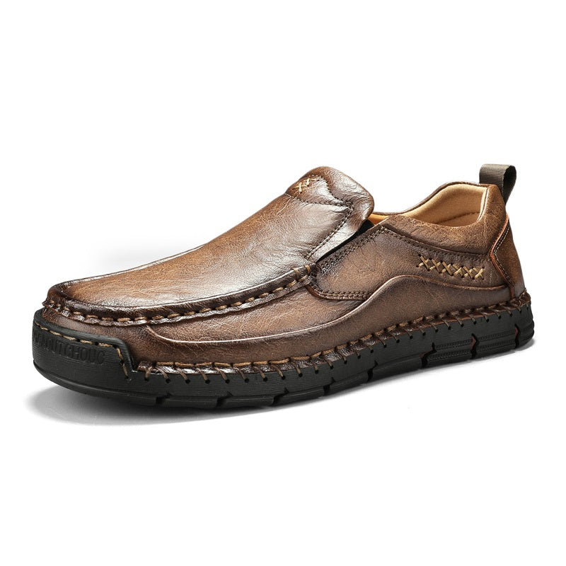 Men's Genuine Leather Casual Boots - Slip-On, Waterproof, Wide Toe Box with Arch Support