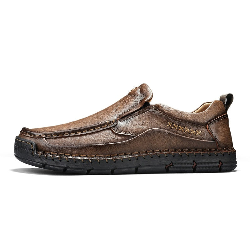 Men's Genuine Leather Casual Boots - Slip-On, Waterproof, Wide Toe Box with Arch Support