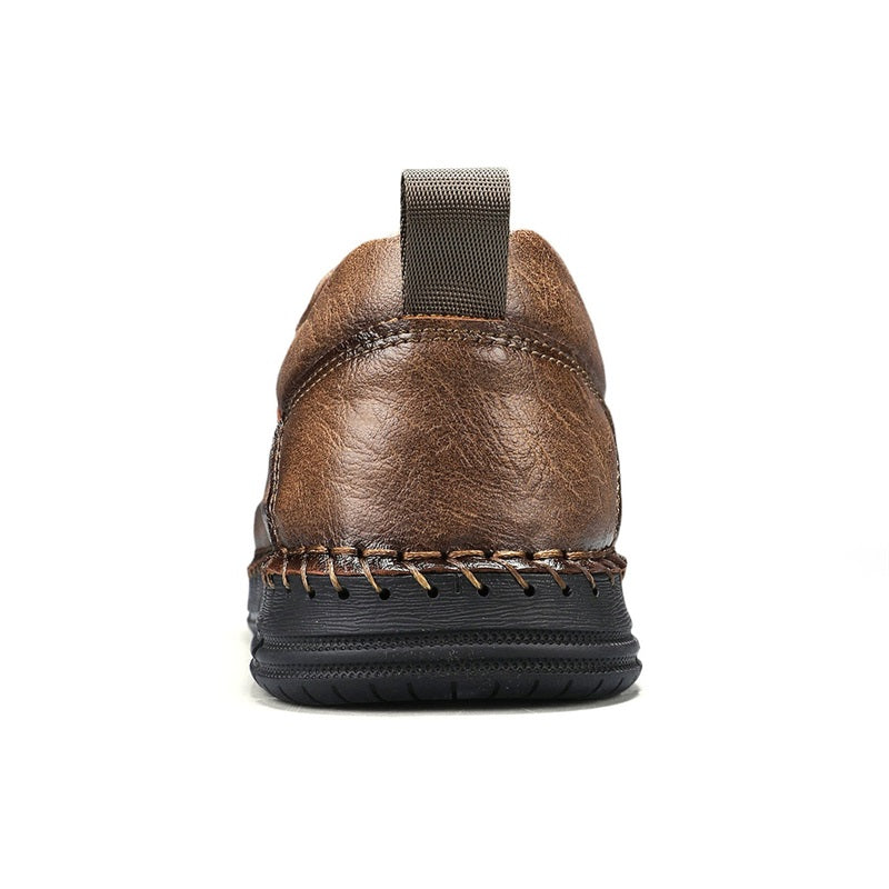 Men's Genuine Leather Casual Boots - Slip-On, Waterproof, Wide Toe Box with Arch Support