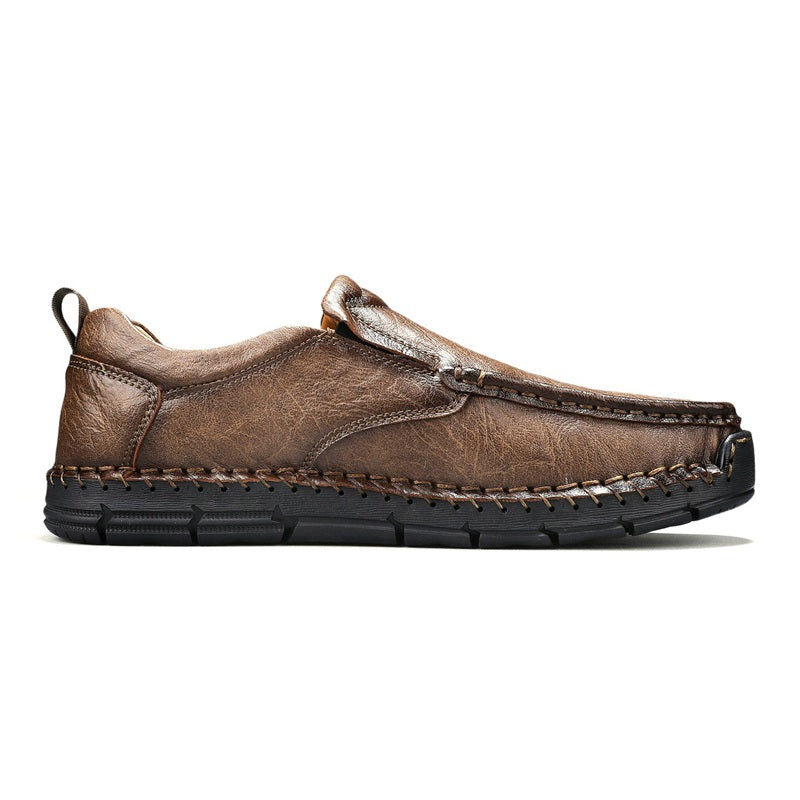 Men's Genuine Leather Casual Boots - Slip-On, Waterproof, Wide Toe Box with Arch Support